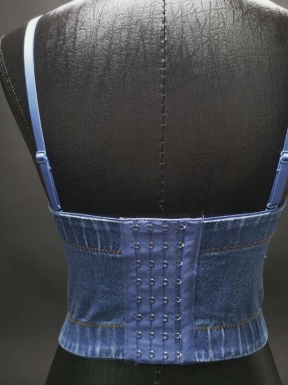 Bustier - Unbranded Denim Corset w/ Rhinestone fringe - Size M - Picture 3 of 12
